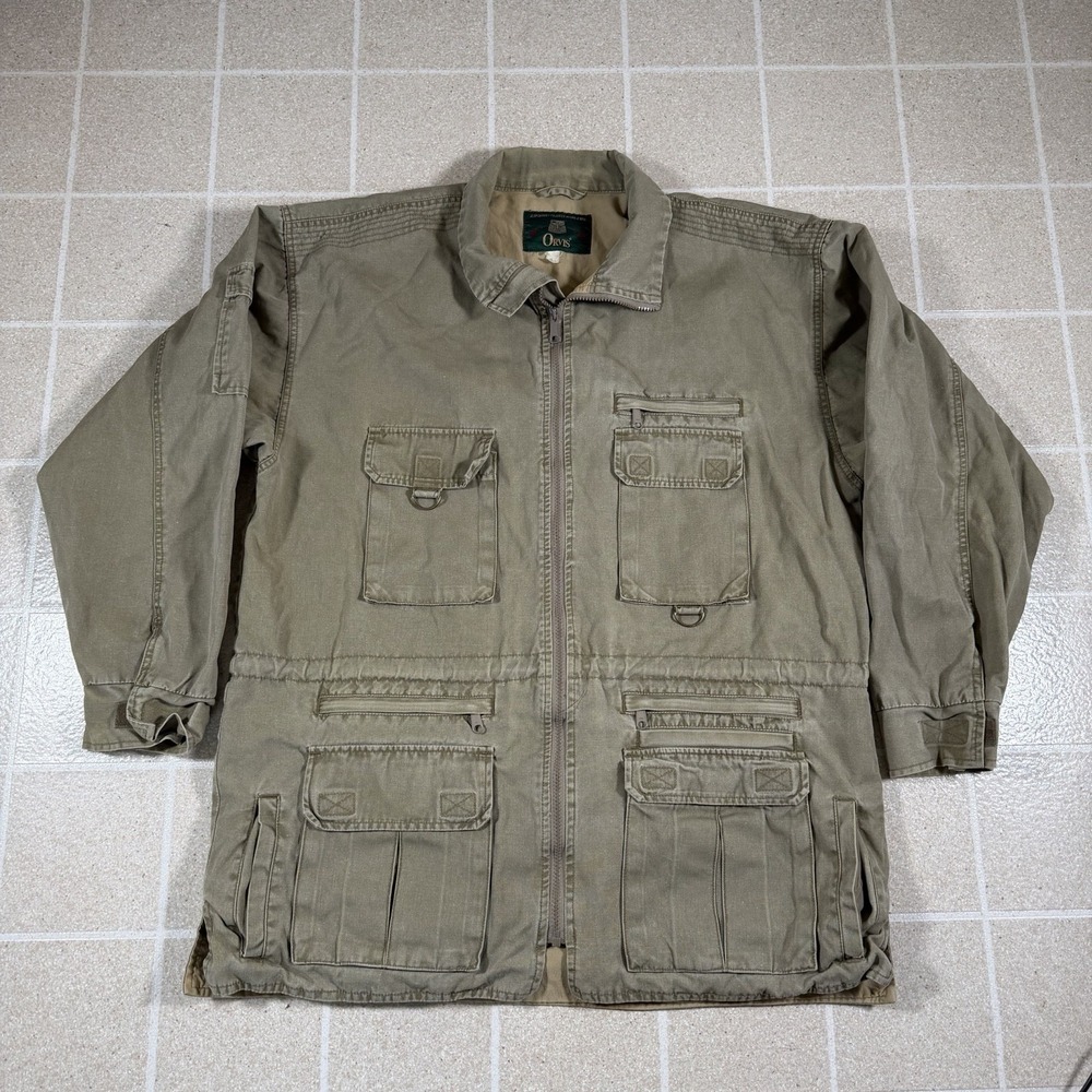 Vintage Orvis Zambizi Hunting Jacket Cotton Twill Khaki Pockets 90s Sz L Safari